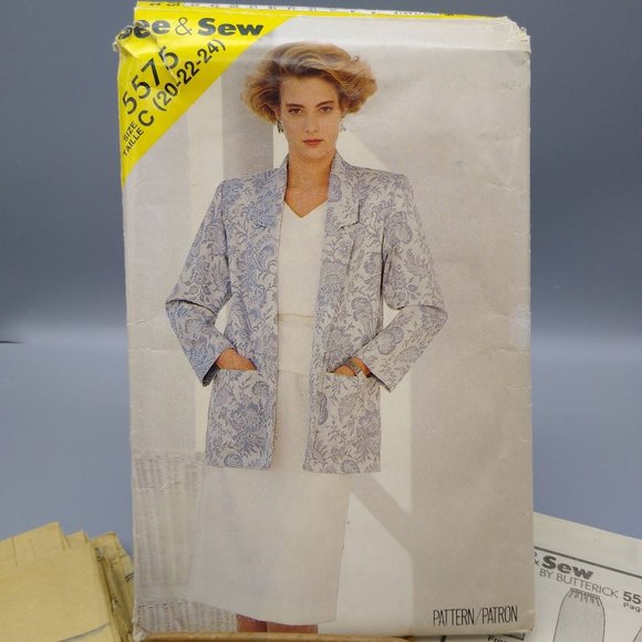 Vintage Sewing PATTERN See and Sew 5575, Butterick 1987 Misses Womens Jacket Top - Picture 1 of 3